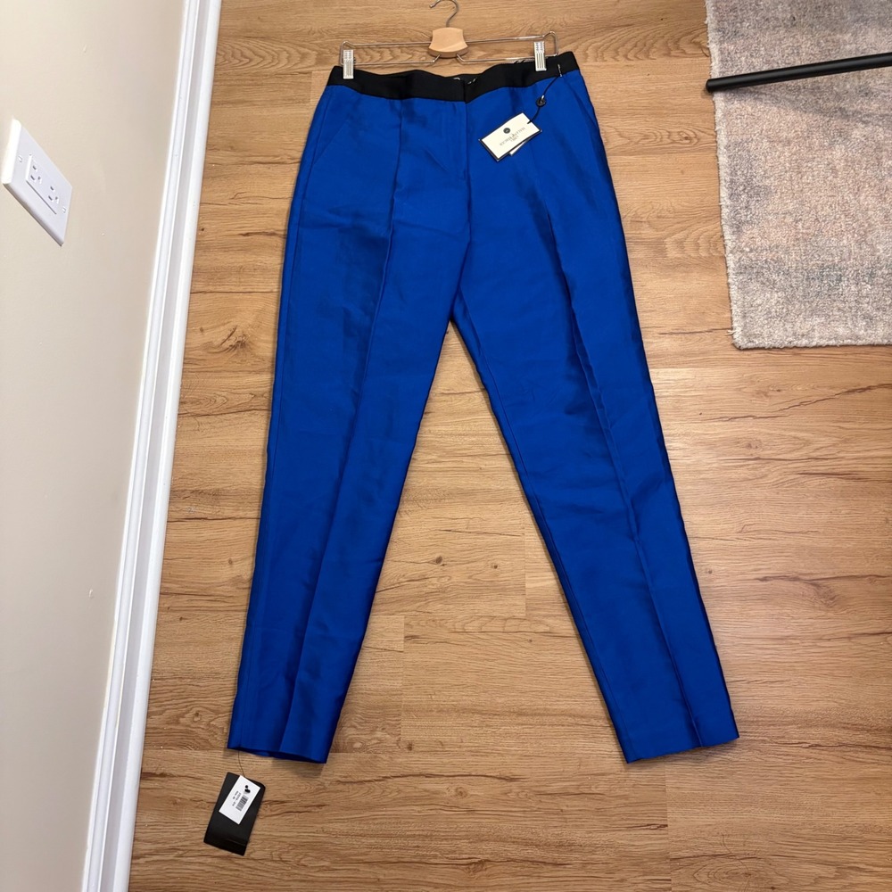 By Malene Birger Pants Womens 40 Blue Chima Silk Cotton Tapered High Rise New - Picture 8 of 9